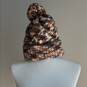 Columbia Knitted Pom-Pom Beanie - Black, Orange, White